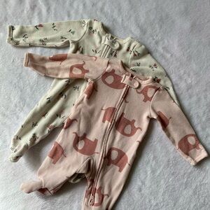 Floral and Elephant Print Kids One Pieces